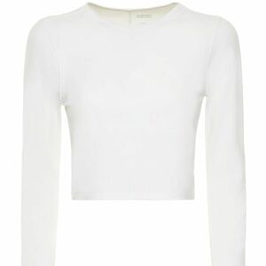 Girlfriend Collective ReSet Cropped White Long Sleeve Top
